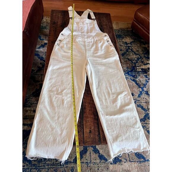 Abercrombie and Fitch Creamy White Wide Leg Denim Jean Overalls/Jumpsuit - Picture 9 of 17